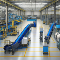 Sistema di elevazione a nastro trasportatore blu completamente automatico Oscar Cashew Tech da 10 piedi, capacità 1 tonnellata, per linee di lavorazione alimentare
