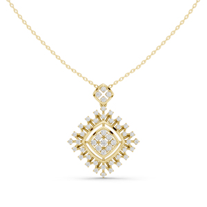 Pendentif en or jaune 14 carats avec diamant de laboratoire taille ronde pour femme, idéal pour les mariages – Nouveau diamant cultivé - Product Image 1
