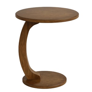 Modern Nordic-Style Design with Wood C-Shaped 2-Tier <b>Sofa</b> <b>Side</b> Coffee <b>Table</b> for Living Room - Product Image 1