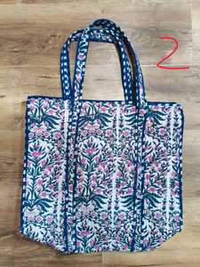 Handmade Vintage Large Tote Handbag Quilted <b>Patchwork</b> Indian Cotton Washable Grocery <b>Bag</b> Printed Design for Women's Daily Use - Product Image 2