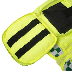 Gilet de sécurité pour femme, haute visibilité, vert citron, ANSI Classe 2, en maille polyester, avec fermeture auto-agrippante, taille ajustée, poche radio et emplacement micro - Product Image 3