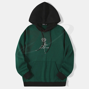 Sudaderas con capucha verde oscuro y negras para hombre, 100% algodón original, 450 GSM, ropa informal para exteriores, deportiva, para correr. - Product Image 1