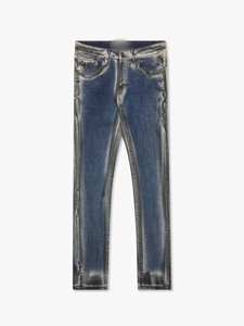 Jean en denim pour homme de haute qualité en coton, coupe skinny, taille mi-haute, effet vintage ciré, respirant, style streetwear Y2K, marque AM Street, Hiphop, OEM ODM - Product Image 1