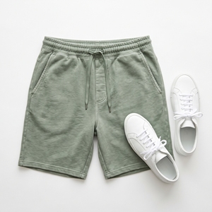 Pantalones Cortos Casuales de Verano para Hombre, de Felpa Francesa, con Cordón en la Cintura, 100% Poliéster, Logotipo Personalizado en la Parte Delantera, OEM, ODM, Venta al Por Mayor de Fábrica, MOQ Bajo - Product Image 3