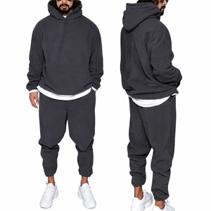 Chándal para hombre, verde liso, con capucha, manga larga, corte holgado, informal, con bolsillos laterales, cintura elástica, estilo otoñal, OEM - Product Image 2