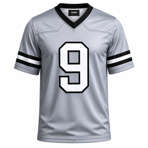 Wholesale <b>Men's</b> Black American Football Jersey V-Neck Short Sleeve Number 9 Heat-Transfer Printed Breathable Polyester Front - Product Image 5