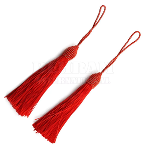 High Quality Metallic Eco-Friendly High Tenacity Red Rayon <b>Tassel</b> Fringe Braided Coated Cords for <b>Curtain</b> Garment Home - Product Image 3