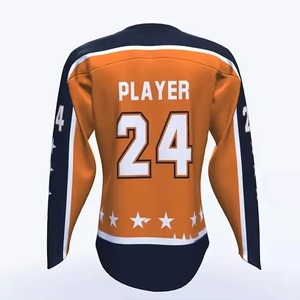 Best Selling Breathable Quick Dry Ice Hockey Jersey Custom Uniform Unisex 100% Polyester V-Neck Full Sleeve Front Heat-Transfer - Product Image 2