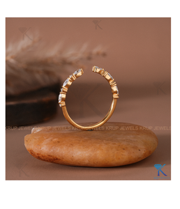 Premium Marquise & Round Brilliant <b>Open</b> Cuff <b>Ring</b> in 14K 18K Gold Adjustable Statement Jewelry for Women Fine Jewelry - Product Image 4