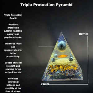 Nouveau produit Triple Protection Orgone Nubian Pyramid avec sphère sculptée Gemstone Quartz pour la guérison Méditation EMF Protection - Product Image 2
