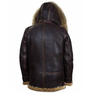 Arctic Sheepskin Parka, made from brown leather with a natural <b>shearling</b> lining and toggle closures - Product Image 4