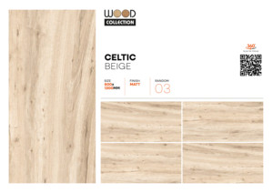 Azulejos de porcelana esmaltada con aspecto de madera de 600x1200 mm, color beige celta, acabado mate, grado A A A+, azulejos de 60x120 cm para un aspecto de suelo natural. - Product Image 2
