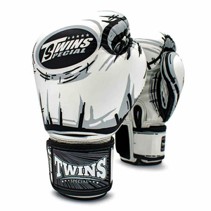 Guantes de Boxeo Originales de Cuero con Impresión Digital Blanca, Cierre Ajustable con Gancho y Bucle, Guantes de Entrenamiento de Kick Boxing Twins - Product Image 6