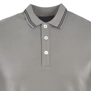 แฮร์รี จอห์นสัน โปรดักชั่นเสื้อโปโลแขนสั้นผู้ชาย สีพื้น ทรงปกติ ผ้าถัก สไตล์ลำลอง สีเทา - Product Image 2