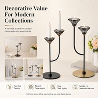 Candelabro Decorativo Moderno de Metal y Vidrio con Doble Cabezal para Centro de Mesa, Ideal para Bodas y Decoración del Hogar, Venta al Por Mayor