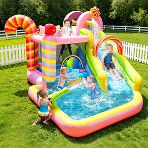 Castillo Inflable Nairbag Candy, Casa de Brinco de Tela Oxford, Inflable 6 en 1, Parque Acuático, Tobogán Húmedo/Seco Combinado para Fiestas Infantiles - Product Image 1