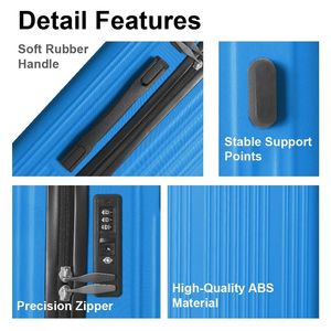 Set di Valigie Rigide in ABS Blu Scuro Leggero a 3 Pezzi (20\", 24\", 26\"); Ruote Girevoli, Serratura TSA, Manici Telescopici Regolabili - Product Image 3