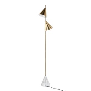 Lampada da terra Glam Metal con cono da 65 pollici, base in oro spazzolato e finto marmo bianco, elegante decorazione per la casa - Product Image 5
