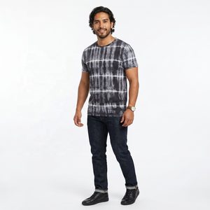 Camiseta de Manga Corta para Hombre, Tie-Dye, Corte Regular, Cuello Redondo, Diseño Casual a Rayas, 100% Algodón, Tejido de Punto - Product Image 2