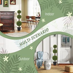 2 Pezzi Sfere di Bosso Topiario da 115 cm, 3 Sfere, Piante Finte in Vaso per Interni ed Esterni, Decorazione Verde per Soggiorno - Product Image 5