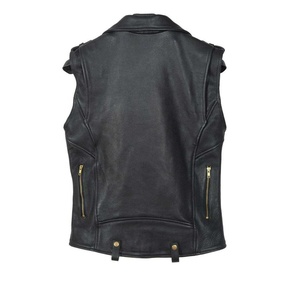 Chalecos de cuero clásico para hombre, chalecos de motorista de cuero de buena calidad, chaleco de cuero de calidad hecho en Pakistán - Product Image 4