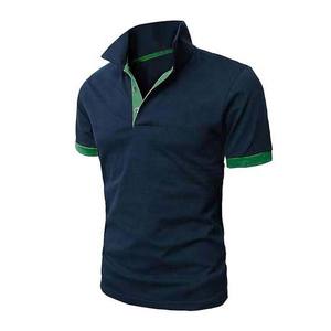 Chemise décontractée pour homme à manches courtes, col montant, en tissu polaire, boutonnée, respirante, très élastique, coupe ajustée - Product Image 1