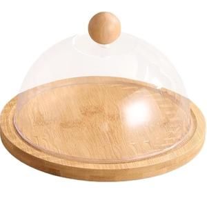 Support à gâteau en bois luxueux à plateau arrondi avec support doré, vaisselle décorative, support à gâteau en bois artisanal - Product Image 5