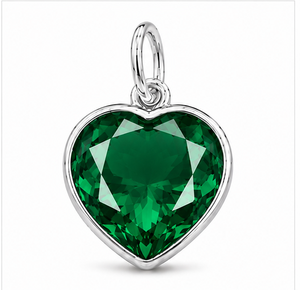 Pendentif cœur émeraude, collier cœur en argent sterling, bijoux en pierre précieuse émeraude verte, pendentif en argent 925, cadeau élégant pour elle - Product Image 1