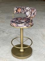 Chaise de bar moderne, durable et écologique avec accoudoirs fixes, structure en acier inoxydable, pour extérieur, usage commercial, maison, bar, salle à manger, école (motif floral)