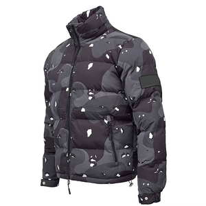 Lightweight Water-Resistant Men Puffer Jacket - Windproof Stand Collar Zipper Woven Solid <b>Coat</b> for Winter Outdoor Travel Sport - Product Image 5