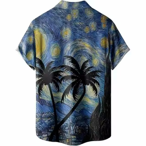 Chemise hawaïenne pour homme à manches courtes, boutonnée, imprimée numériquement, design personnalisé, prix d'usine - Product Image 2