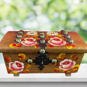 Tradebyd High Quality European Folk Art Customized Wooden <b>Box</b> Hand Painted Unique Jewelry <b>Keepsake</b> Storage Chest for Home Decor - Product Image 1