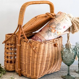 Rattan picnic gift basket <b>hampers</b> functional camping baskets braided <b>hamper</b> with outer compartments - Product Image 3