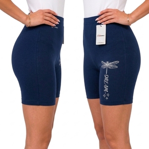 Shorts décontractés pour femmes en coton 100% uni imprimé, design personnalisé, séchage rapide, été, cordon de serrage, haute qualité, shorts longs - Product Image 3