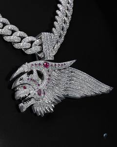 Pendentif Dragon en Argent 925 et Moissanite pour Homme avec Ailes, Collier Hip-Hop, Pendentifs Thème Micro-Incrustés à Taille Ronde Brillante, Usage Quotidien - Product Image 2