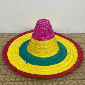 Chapeaux sombrero multicolores peints à la main avec pompons pour la décoration de restaurants, fournitures pour la fête du Cinco de Mayo - Product Image 1