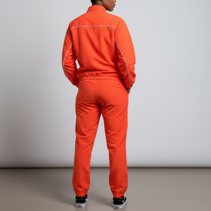 Custom Made Women's 100% Cotton Solid Lace Vintage Embroidered Windbreaker <b>Zip</b> Hoodie Oversized <b>Trousers</b> Set - Product Image 5
