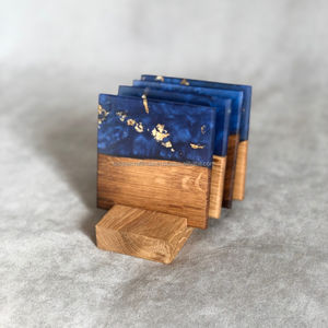 Résine en bois Smoky Fusion sous-verres élégant artistique verres élégant rustique décor de table moderne résine bois accessoires - Product Image 5