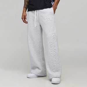 Pantalones Deportivos Rectos de Algodón/Felpa con Estampado 3D en Color Gris Jaspeado, Cintura con Cordón, Tela Ecológica, Estilo Urbano para Hombre - Product Image 4