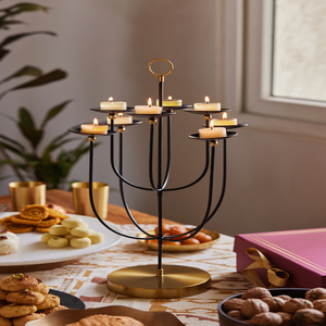 Gold polished brass five <b>light</b> candelabra featuring clear crystal band accents, available at wholesale prices. - Product Image 6