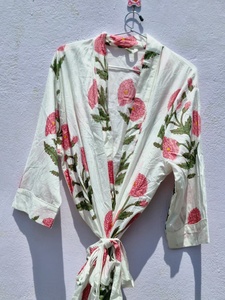 Floral Cotton <b>Kimono</b> Robe Women White Boho <b>Kimono</b> Dressing Gown Lightweight Summer <b>Beach</b> Cover Up Lounge Wear - Product Image 2
