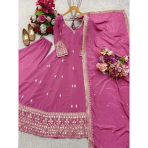 Conjunto de mujer de diseñador bordado Pent y Dupatta vestido con secuencia de trabajo - Product Image 3