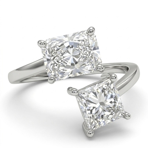 Princess & Radiant Cut <b>Diamond</b> <b>Ring</b> in PT950 Platinum | 1.00 CT Luxury Women's Jewelry - Product Image 1