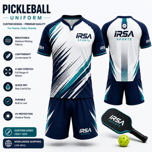 IRSA SPORTS Men's Sublimated Pickleball Jersey Set V-Neck Short Sleeve Moisture Wicking <b>Athletic</b> Uniforms - Product Image 3