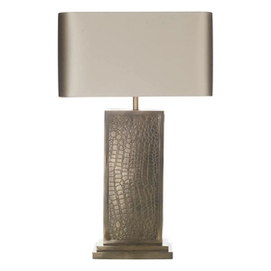 Lámpara de Mesa de Lujo con Imitación de Piel de Cocodrilo, Moderna, Rectangular, de Bronce, con LED, para Mesita de Noche, con Pantalla de Seda, para Decoración de Dormitorios de Hotel y Hogar - Product Image 4