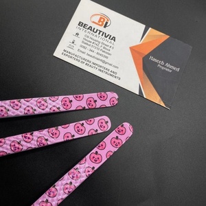 Pinzas de extensión de pestañas de acero sostenible impresas en papel personalizadas Pinzas de pestañas de etiqueta privada de Punta puntiaguda profesional - Product Image 6