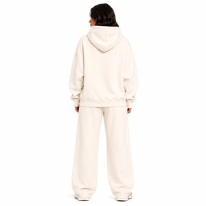 Conjunto Deportivo de Felpa para Mujer al por Mayor, Sudadera con Capucha y Pantalones Anchos, 100% Algodón, Ropa de Estar por Casa, OEM, Conjunto Deportivo Personalizado - Product Image 2