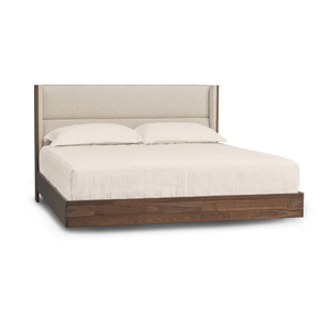 Cama Flotante Moderna al por Mayor |   Cabecera Tapizada para Cama con Estructura de Madera de Nogal - Product Image 4