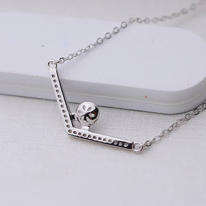 Collar de Cristal Personalizado para Mujer con Cadena de Ángulo Recto de Plata S925 de Moda con Bandeja Vacía, Accesorios de Joyería Semi-DIY - Product Image 3