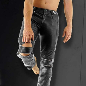 Pantalones de Cuero Lisos para Hombre, Más Vendidos, Cintura Media, Estilo Urbano, Logotipo Personalizado, Corte Recto, con Función Antiarrugas - Product Image 6